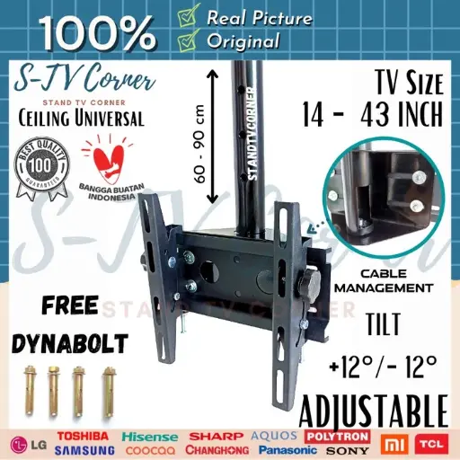 Bracket TV Gantung 14"-43"